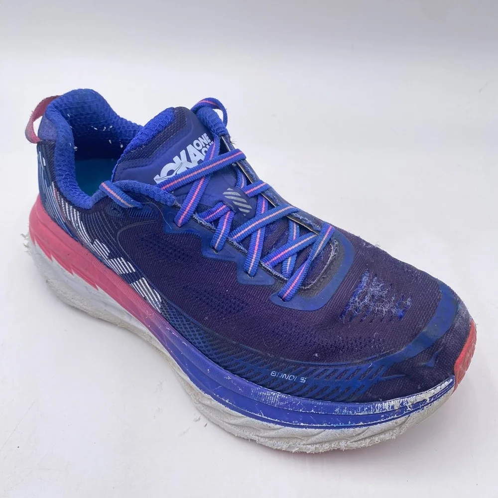 Hoka One One Bondi 5 Running Shoes‎ Womens 8 D Wide Blue Pink 1016605 BSTW